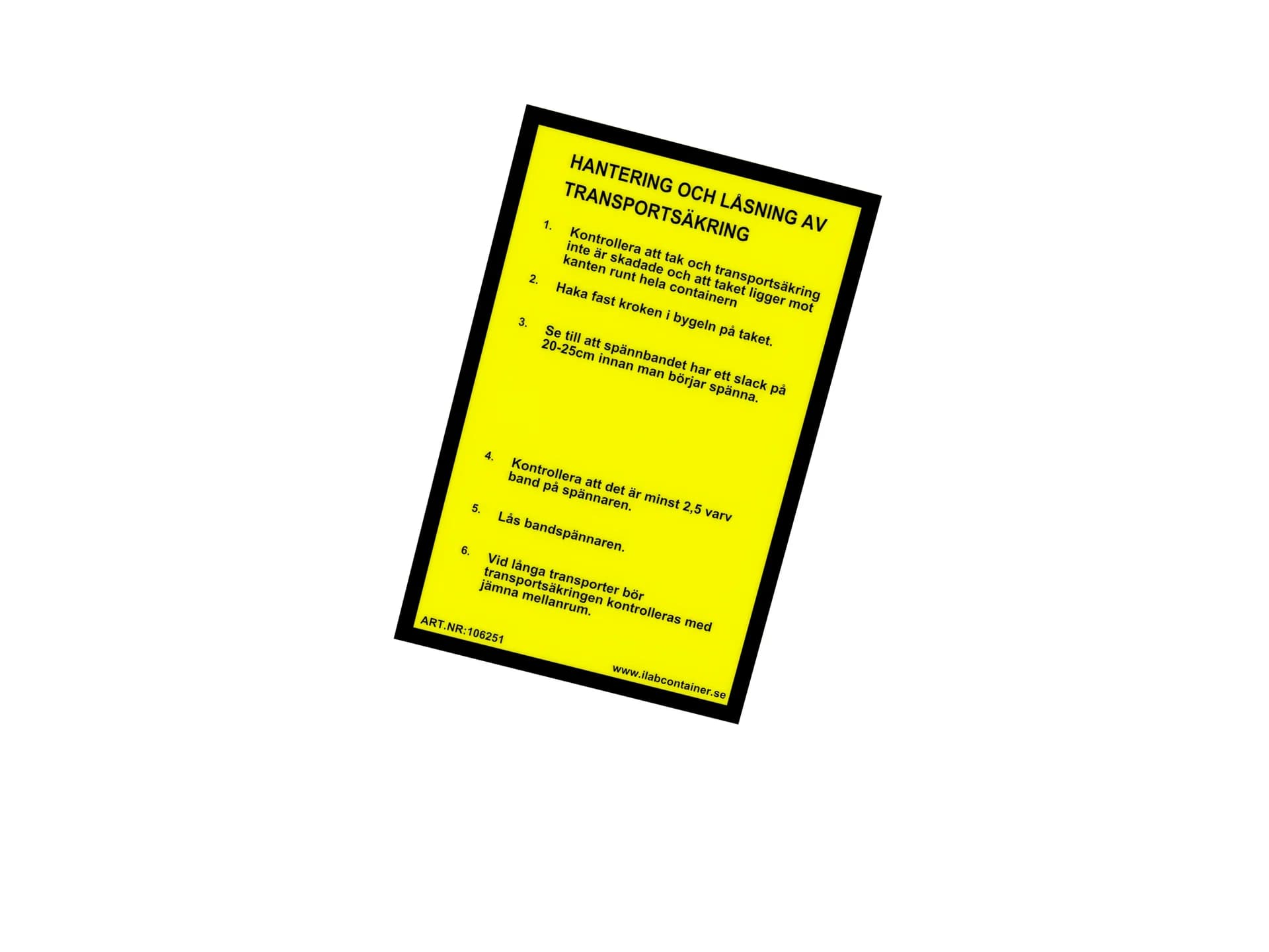 Dekalinstruktion Transportsäkring S